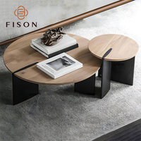 Ensemble de tables basses rondes modernes de luxe, grandes et petites, en bois massif, style nordique, tables à thé, tables basses