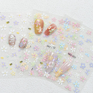 สติกเกอร์ติดเล็บ<span class=keywords><strong>ลาย</strong></span>ดอกไม้ 3 มิติ สีสันสดใส สไตล์ภาพวาดสีน้ำมัน น่ารัก - Product Image 3