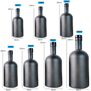 500ml 750ml Esmerilado Black Spirit Licor Vodka Glass Botella de vino Botella de aceite de oliva <span class=keywords><strong>Nordic</strong></span> <span class=keywords><strong>Gin</strong></span> con corcho - Product Image 6