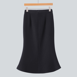 Fishtail Midi <b>Skirt</b> High Waist Black Solid Color Zipper A Line Bodycon Women's Everyday Dating <b>Skirt</b> - Product Image 1