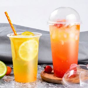 Gobelets à bulles en PP jetables avec logo personnalisé imprimé UV, 12oz/16oz/24oz, transparents, à paroi simple, pour emporter, café, jus, smoothies - Product Image 1