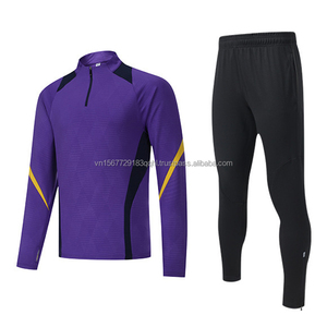 Conjunto de Uniforme Deportivo de Fútbol Personalizable con Etiqueta Tejida y Logotipo Impreso, Media Cremallera, Manga Larga, Transpirable, para Adultos y Niños - Product Image 4