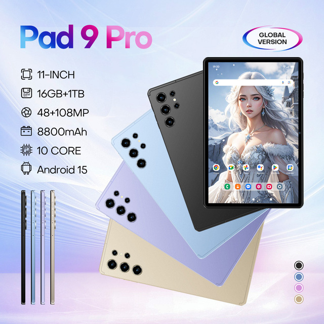 Wholesale Pad9 Pro 11 Inch Tablet 16GB+1TB Quad Core MTK Android 15 GSM 4G/5G/WiFi IPS Capacitive Waterproof for Gaming