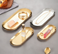 Plateau ovale en acier inoxydable personnalisé avec logo, style nordique, élégant, pour présentation de bijoux, desserts, pain, idéal pour mariages et fêtes