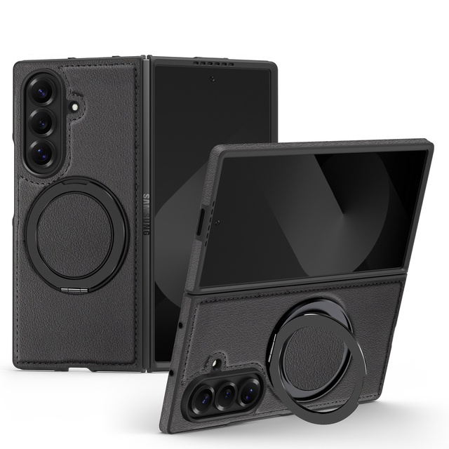 PU Leather With Magnetic 360 Ring Stand Holder Mobile Phone Case for Samsung Galaxy Z Fold 7 6 5 4 3/ Z Flip 7