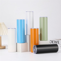 Gobelet isotherme en acier inoxydable de 20 oz, droit et fin, avec couvercle, pour impression par transfert thermique.