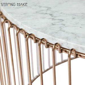 Alambre de oro de acero inoxidable redonda de mármol blanco superior lipscomb mesa de café por kare diseño - Product Image 3
