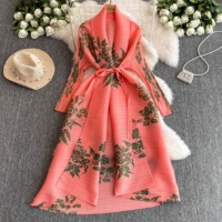 Robe plissée printemps et été nouvelle jupe longue imprimée taille ample grande taille jupe femme
