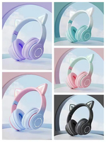 Harga Pabrik Headphone Olahraga Telinga Kucing Peredam Kebisingan Aktif Mikrofon Berkabel Gaming Over-Ear Dukungan Kartu TF Stereo Bass
