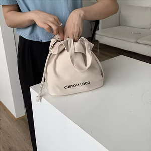 Xuerry Wholesale Eco-Friendly Recycled Handle Cotton Blank <b>Small</b> <b>Canvas</b> Custom Logo Printed Shopping Drawstring Mini Tote <b>Bag</b> - Product Image 4
