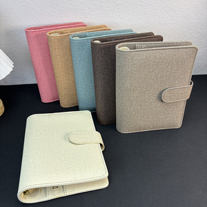 Biểu Tượng Tùy Chỉnh Bền Lá Lỏng A6 Chất Kết Dính Tổ Chức Ngân Sách Kế Hoạch Linen Da Bìa 6-Vòng Chất Kết Dính Với Dây Kéo Vàng Ví - Product Image 6