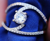 Bague de Fiançailles et de Mariage Unisexe Forever Star Jewelry en Argent Sterling 925 avec Moissanite Ronde Certifiée GIA et Sertissage Griffe Tendance