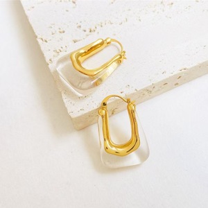 Orecchini a Perno in Acrilico e Resina con Granato, Placcati in Oro 18K, Design Geometrico - Regalo per Donne - Product Image 5