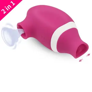 Sucking & Licking 2 in 1 Clitoris Vibrator for Double Stimulation Clit Sucker Tongue Vibrator Stimulator for Oral Sex Sucking