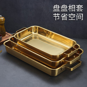 Stainless Steel Grilled Fish Pan Rectangular Golden Flat Bottom Induction Compatible Oven Safe Hand Wash Only - Product Image 5