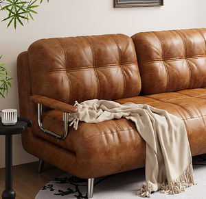 Canapé-<span class=keywords><strong>lit</strong></span> en cuir pliable - Conception à double usage pour la maison, l'hôtel et les petits appartements |   Meubles convertibles gain de place - Product Image 2