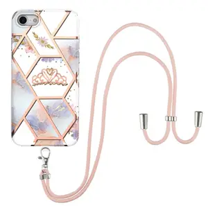 IMD mô hình sống động mềm TPU trường hợp điện thoại cho iPhone SE iPhone 8 7 với Crossbody dây đeo điện thoại sang trọng Bìa trường hợp