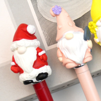 Lot en gros de stylos à bille en métal avec capuchon en forme de poupée Tomte suédoise 3D, logo personnalisé, pour cadeaux de fête de Noël