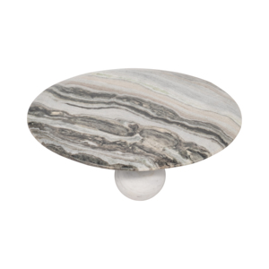 Vassoio Decorativo Rotondo in Marmo, Tavolino da Caffè con Piedistallo in Pietra, Organizzatore per Bagno e Vanità - Product Image 3