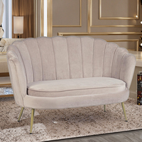 GLORIA Fauteuil moderne de luxe deux places en velours et métal, design capitonné contemporain pour hôtel, salon ou appartement