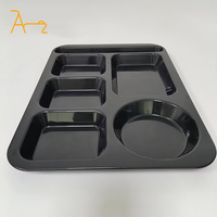 Assiette en plastique rectangulaire à six compartiments, assiette pour restauration rapide, cantine scolaire, assiette divisée, assiette à déjeuner, buffet, assiette divisée