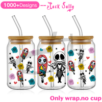 Gobelet DTF UV transferts en gros film de peur gobelet Halloween gobelet 16oz UV DTF enveloppes pour tasses dessins animés