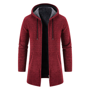 Automne <span class=keywords><strong>hiver</strong></span> hommes sweats à capuche sweat ample surdimensionné veste tricoté hommes Cardigan haut vêtements - Product Image 1