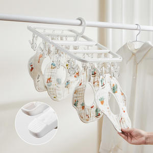 Venta caliente Clip plegable Colgador de goteo 32-Clips <span class=keywords><strong>Blanco</strong></span> Apilable Colgando Tendedero para <span class=keywords><strong>ropa</strong></span> Calcetines-para balcón Desmontable - Product Image 1