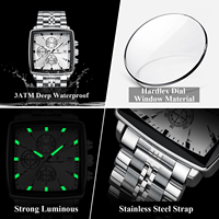 Reloj Poedagar 866 para Hombre, de Lujo, Cuadrado, Cronógrafo, Acero Inoxidable, Luminoso, Resistente al Agua, Venta al Por Mayor, Directo de Fábrica, Listo para Enviar