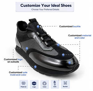 RADOLFA Baskets en cuir élégantes pour hommes, grande taille, chaussures de sport en matériaux mixtes, baskets décontractées légères et tendance pour hommes - Product Image 5