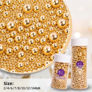Décorations Commerciales Exclusives Transfrontalières <span class=keywords><strong>Non</strong></span> Comestibles Imitation Sucre Doré Perles de Sucre de Tailles Assorties pour Usage Commercial - Product Image 1