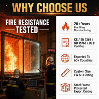 Verre trempé résistant au feu, verre de sécurité homologué 90 minutes pour portes coupe-feu, bâtiment commercial, vente en gros, usine