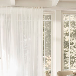 Rideaux et cantonnières modernes en tissu voile et lin de luxe pour salon - Product Image 1