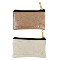 Porte-monnaie et porte-cartes en cuir personnalisé coloré, pochette à fermeture éclair avec monogramme pour cadeaux et voyages