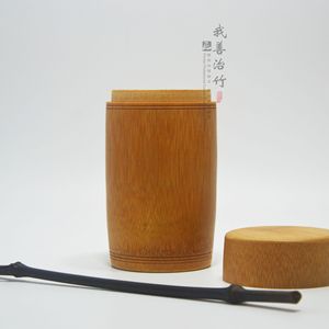 Bamboo Tea Canister Natural Bamboo Airtight Storage Drum Shape Gift Craft Packaging - Product Image 3