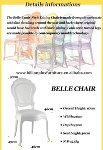 Venta al por mayor Epoque Belle resina acrílica plástico transparente Silla de boda belleza al aire libre sala de estar hogar Oficina comedor USO DE China - Product Image 6
