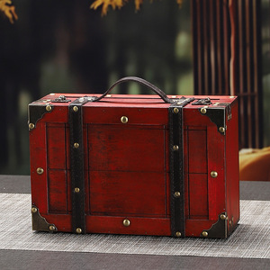 Mystic Arts Retro Wooden <b>Storage</b> <b>Box</b> Plywood Flip Lid Jewelry <b>Box</b> Decorative Ornament Photography Prop - Product Image 2