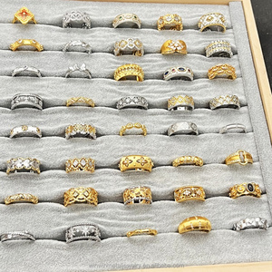 Lady's New Retro Design Gold Plated Stainless Steel <strong>Finger</strong> Rings Waterproof Adjustable Tarnish Free Open End Rings Wholesale - Product Image 1
