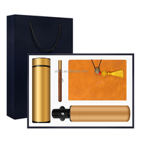 Ensemble cadeau de carnet de notes, parapluie automatique, thermos, clé USB 16 Go, stylo, ensemble de carnet de notes en cuir avec haut-parleur
