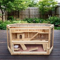 SDHC001 Maison pour animaux de compagnie en bois de luxe moderne, durable et écologique, grande cage pour hamster avec fermeture coulissante horizontale, motif floral pour l'intérieur