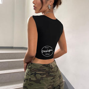 Chaud couleur unie basique pull en <span class=keywords><strong>tricot</strong></span> <span class=keywords><strong>gilet</strong></span> sans manches large bandoulière col carré fil personnalisé <span class=keywords><strong>tricot</strong></span> culture Sexy <span class=keywords><strong>gilet</strong></span> - Product Image 4