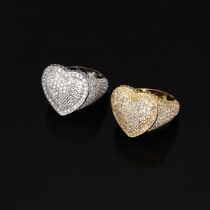 Anillo de Corazón con Incrustaciones de Moissanita GRA VVS Personalizado al por Mayor, Plata de Ley 925 Chapada en Oro, Joyería Hip Hop Brillante para Mayoristas - Product Image 6