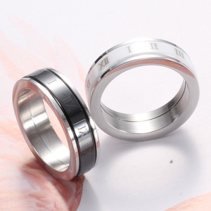 Ceramic Roman Numeral Personalized Rotating Stainless Steel <b>Ring</b> For Women White Gift Jewelry - Product Image 4