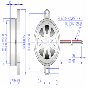 Buzzer Piezoeléctrico Activo Binaural DC 5V-15V, Diámetro 42mm*18mm, Frecuencia 100-10kHz, Sonido Fuerte de 115dB para Impresoras/Fotocopiadoras - Product Image 4
