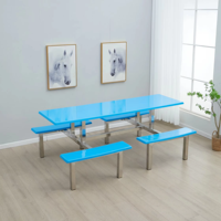 Factory Direct Ensemble de chaises de table à manger en acier inoxydable pour 4 personnes pour cantine scolaire ou restaurant pour 6 personnes