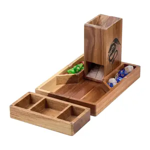 Wooden Magnetic Dice Tower with Dice Tray for Dungeons and Dragons - DND Accessories Rolling Tray with Dice Chamber