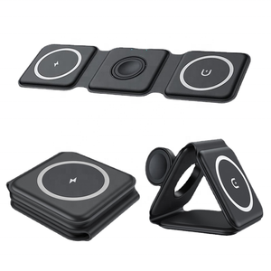 2024 Cargador inalámbrico magnético Cargador inalámbrico plegable Soporte 15W 3 en 1 Cargador inalámbrico plegable para Iwatch para <span class=keywords><strong>Airpods</strong></span> - Product Image 3
