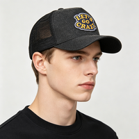 Casquettes de camionneur OEM de haute qualité, personnalisées, à 5 panneaux, avec visière pré-courbée, logo brodé, maille rayée, pour l'extérieur, la plage, décontractées, GO PARTY