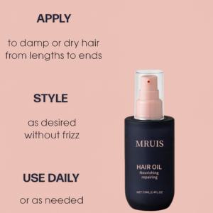 Aceite nutritivo de esencia para el cabello, adecuado para cabello dañado rizado seco, ligero, Alisador, Control de frizz, tratamiento de extremo dividido MRUIS - Product Image 2