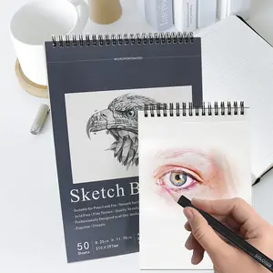 Black Top Spiral Binding Watercolor Paper Drawing 9*12 Inch Sketch Pad Sketch Book For Kids